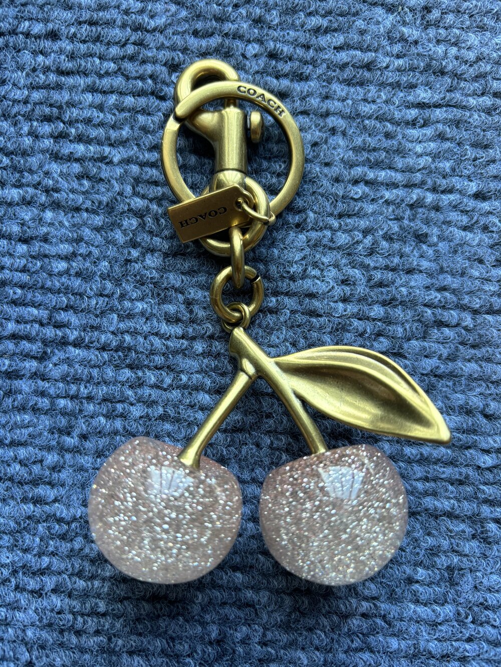 COACH Pink Glitter Cherry Bag Charm with Gold Hardware - Picture 2 of 2